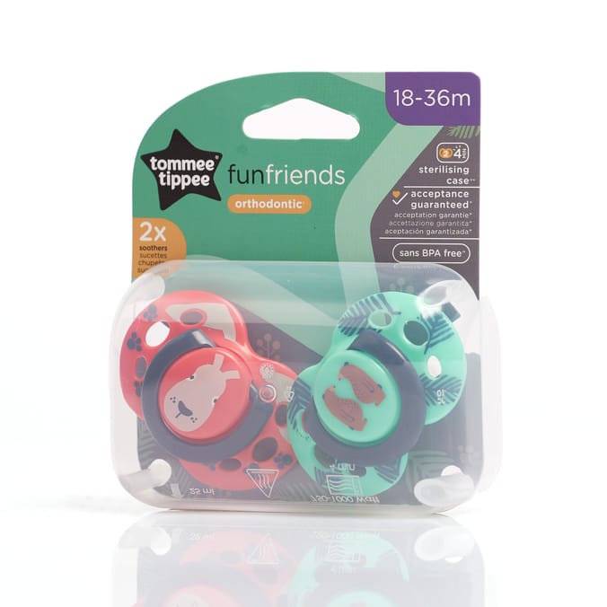 Tommee Tippee Fun Soother 2 Pack 18-36m Patterned