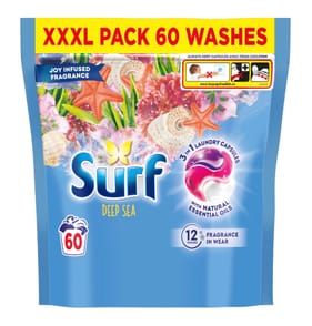 Surf 3 in 1 Laundry Washing Detergent Capsules 60 washes - Deep Sea