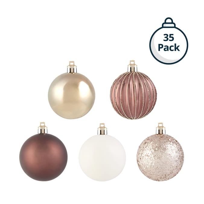 Winter Luxe 7cm Christmas Baubles 35 Pack