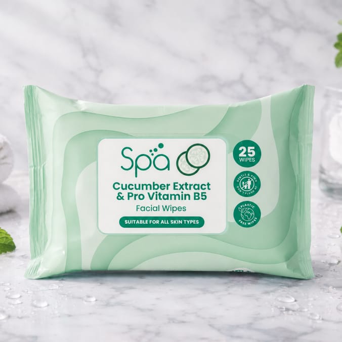 Spa Cucumber Extract & Pro Vitamin B5 Facial Wipes 25s