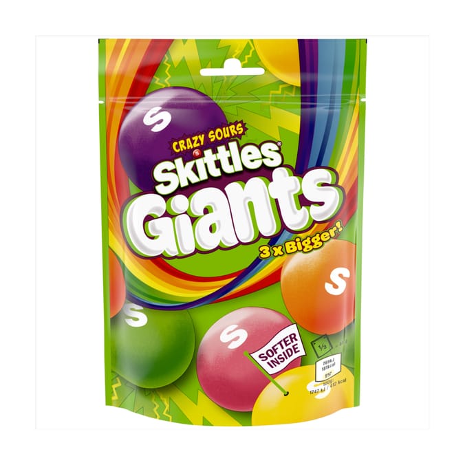 Skittles Giants Sours Sweets Bag 132g