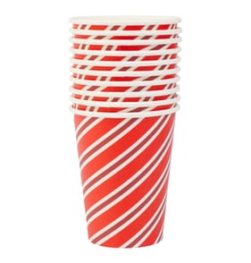Festive Feeling Paper Cups 10 Pack - Red Stripes