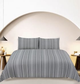 Home Collections Easy Care Single Duvet Set Cover - Grey Stripes