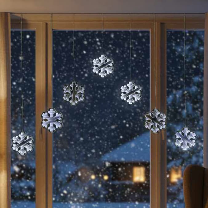  Prestige Mains Operated LED Infinity Curtain Lights - Snowflake