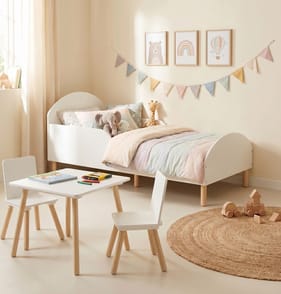 Liberty House Toys Toddler Bed and Table and Two Chairs Set - White