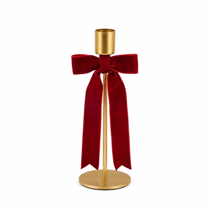 Festive Feeling Alpine Woods Bow Christmas Candle Holder