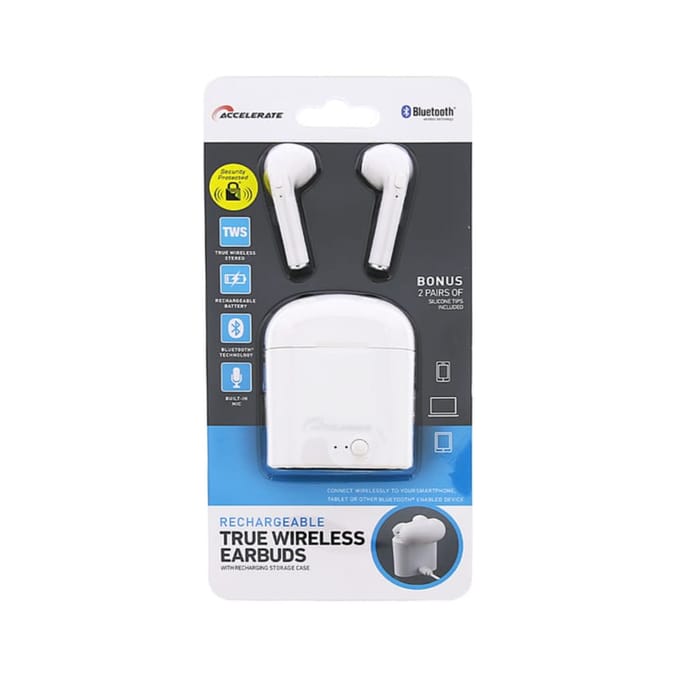 Accelerate Rechargeable True Wireless Earbuds with Rechargeable Storage Case
