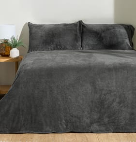 The Winter Warmer Collection Teddy Double Duvet Set - Charcoal