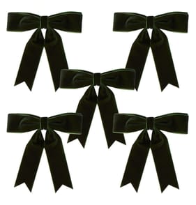 Winter Charm Velvet Bow 5 Pack - Green
