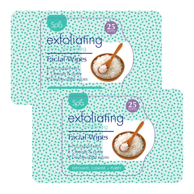 Spa Exfoliating Facial Wipes 25s x2