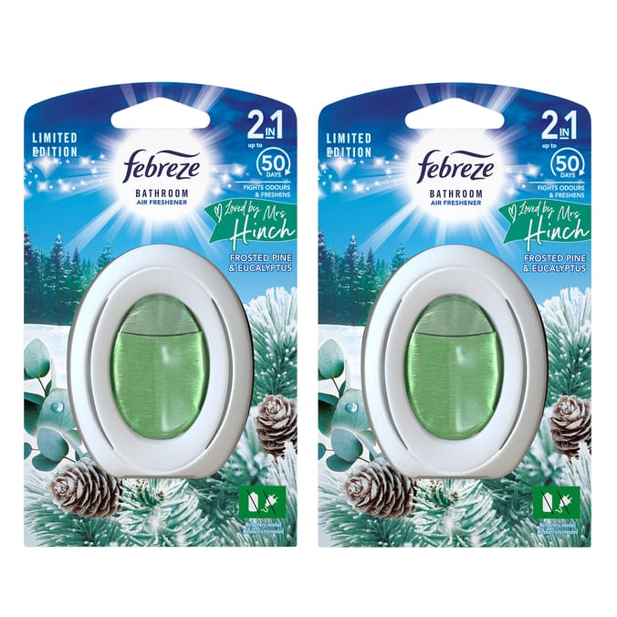 Febreze Bathroom Continuous Air Freshener Frosted Pine & Eucalyptus x2