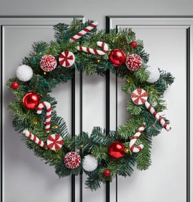 Festive Feeling 24" Indoor Decorated Pre-Lit Wreath - Candy