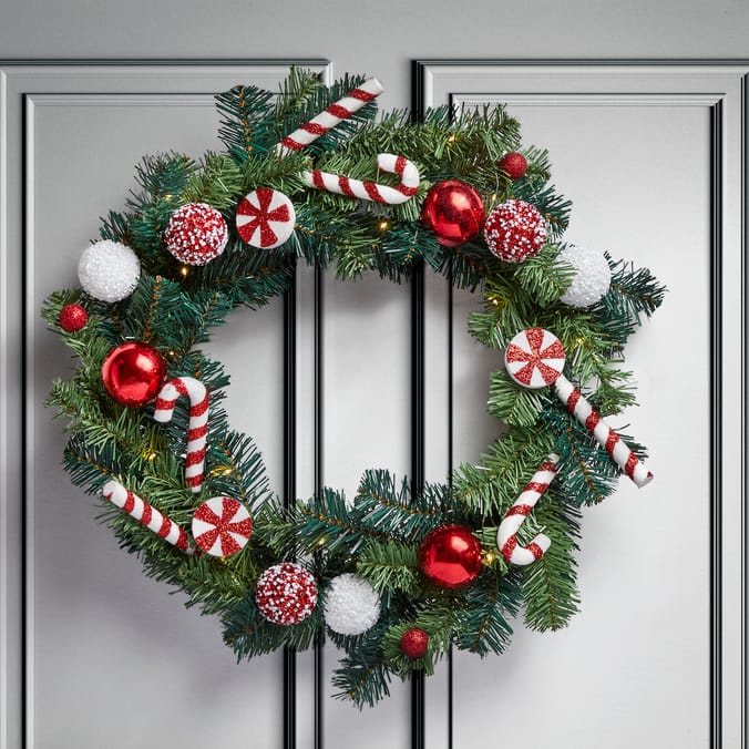 Festive Feeling 24" Indoor Decorated Pre-Lit Wreath