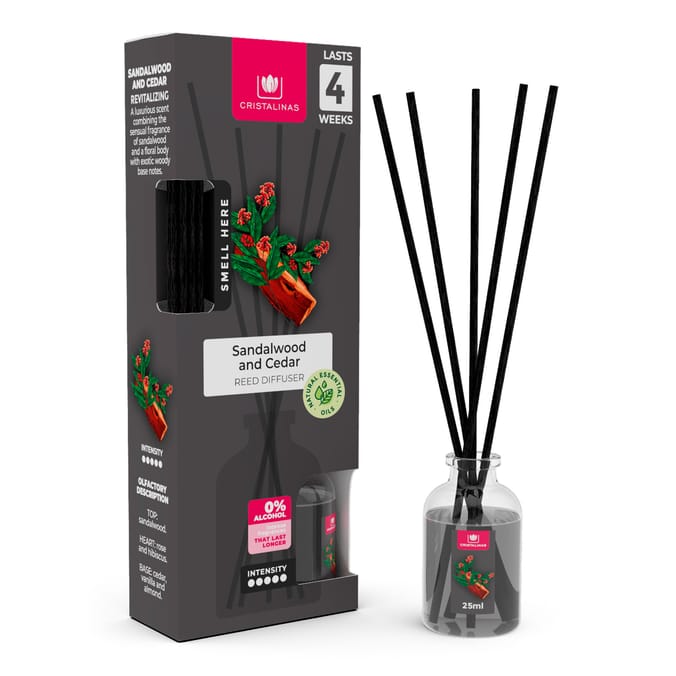 Cristalinas Reed Diffuser 25ml - Sandalwood & Cedar