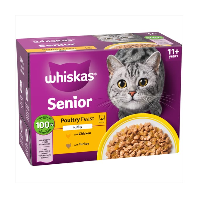 Whiskas Senior 11+ Poultry Feasts Pouches In Jelly 12 x 85g