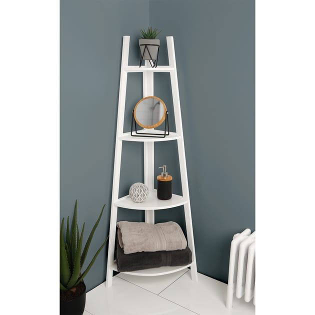 Bathroom 4 Tier Corner Ladder Shelving Unit Home Bargains