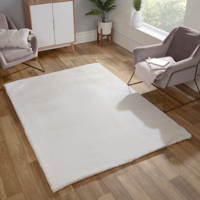 Luxe Plain Faux Fur Rug - Ivory