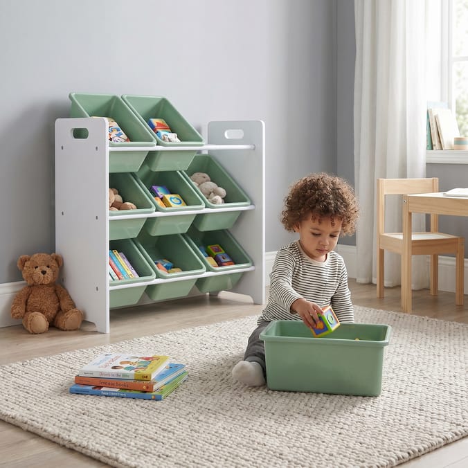 Liberty House Toys Kids 9 Bin Storage Unit - White & Forest Green