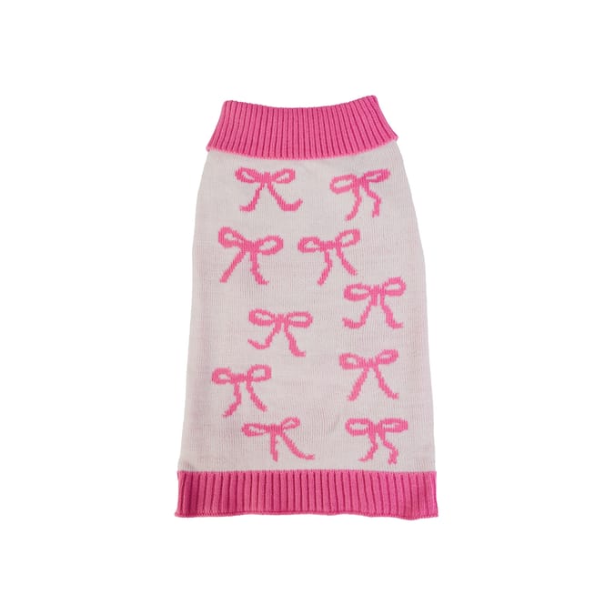 My Pets Cable Knit Jumper Pink Bow