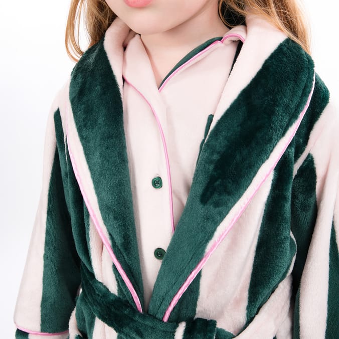 Originals Kids Pink & Green Striped Dressing Gown
