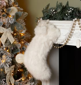 Festive Feeling Faux Fur Stocking - Cream