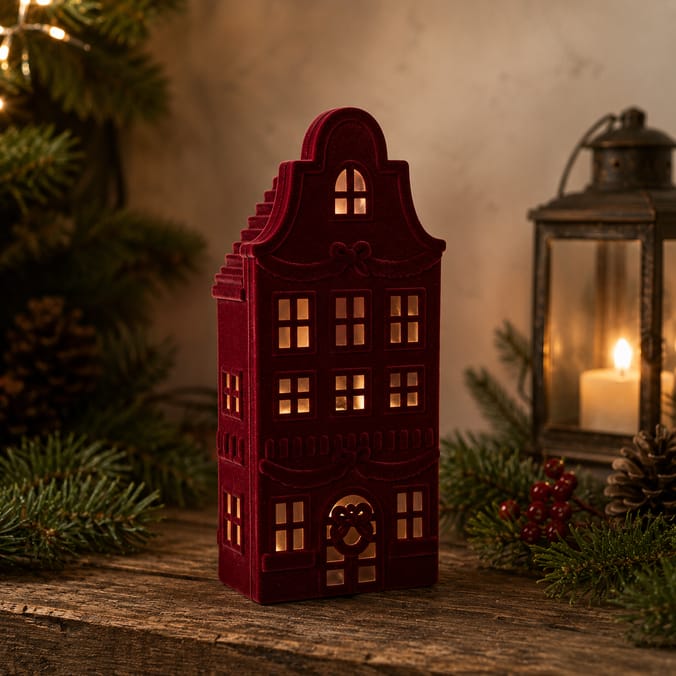 Festive Feeling Alpine Woods Christmas Flocked Light-Up House