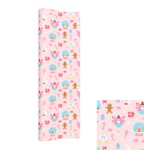 Sleigh Bells 12Metre Wrapping Paper - Pink Fairy