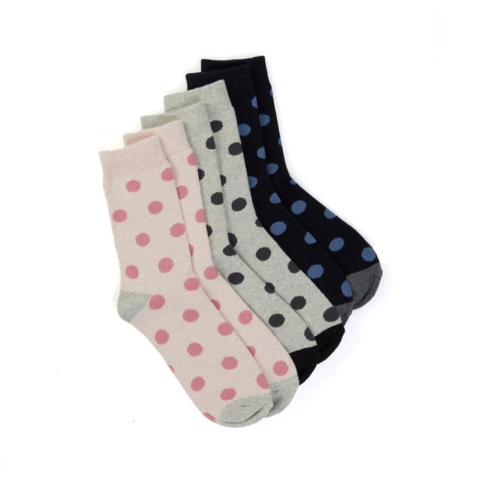 Ladies Thermal Socks 3 Pairs - Spots UK 4-7
