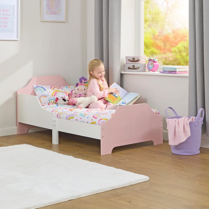 Liberty House Toys Two Tone Toddler Bed - White & Pink