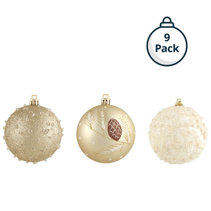 Winter Charm 8cm Hand Decorated Christmas Baubles 9 Pack