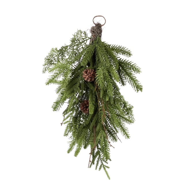 Festive Feeling 70cm Pine Bow Teardrop Swag