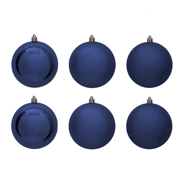 Elegance 10cm Bauble 6 Pack Navy Home Bargains