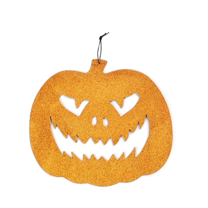 Haunted House Glitter Pumpkin Decoration
