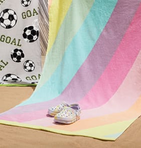 Hello Summer Kids Beach Towel - Rainbow Stripes