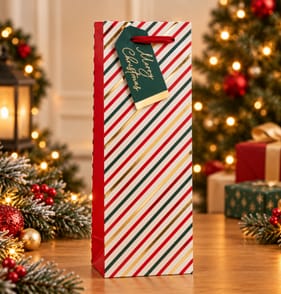 Candy Cane Stripe Bottle Gift Bag
