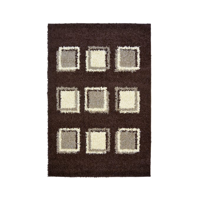 Essentials Verve Shaggy Cube Rug - Chocolate