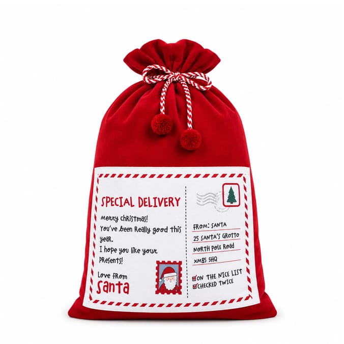 Sleigh Bells Large Canvas Novelty Christmas Sack - Santa Mail