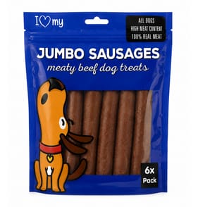 I Love My Pet Jumbo Sausages Meaty Beef Dog Treats 6 Pack    