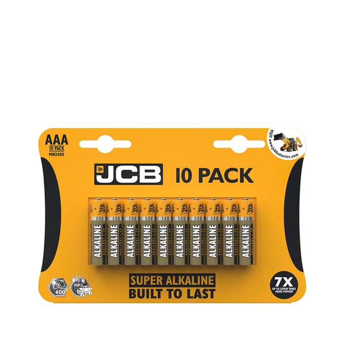 JCB Super Alkaline AAA Batteries 10 Pack