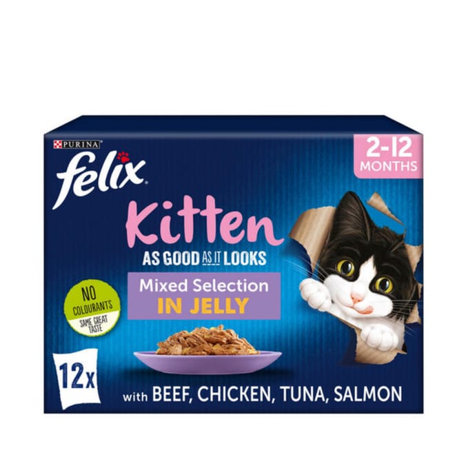 Felix As Good As it Looks Kitten Mixed Selection in Jelly Wet Cat Food Pouches 12 x 85g