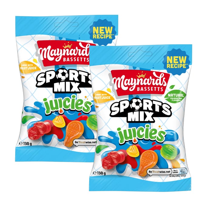 Maynards Bassetts Sports Mix Juicies Sweets Sharing Bag 130g x2