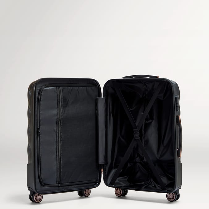 Salisburys Embossed Quilted Shell Suitcase - Black