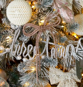 Winter's Tale Diamante Hanging Bow Decoration - Gold