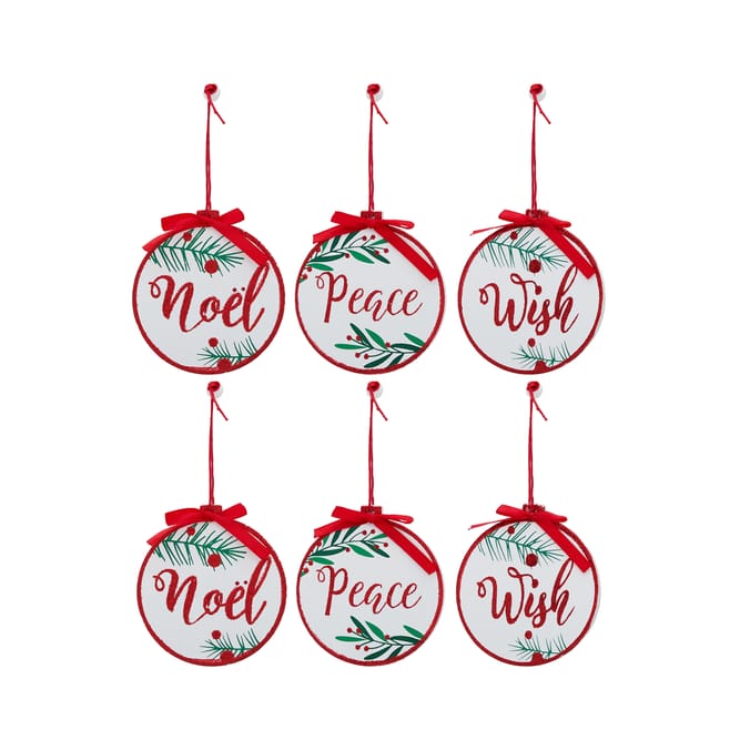 Festive Feeling Wooden Tree Decoration 6 Pack