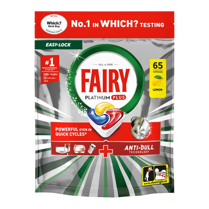 Fairy Platinum Plus Dishwasher Tablets 65 Capsules - Lemon