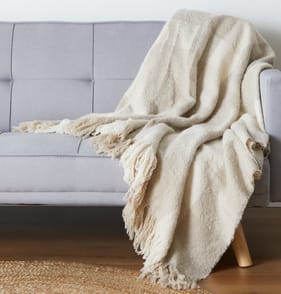 Home Collections Faux Mohair Throw - Cream 