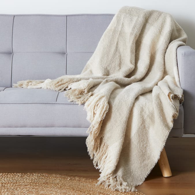 Home Collections Faux Mohair Throw - Cream 