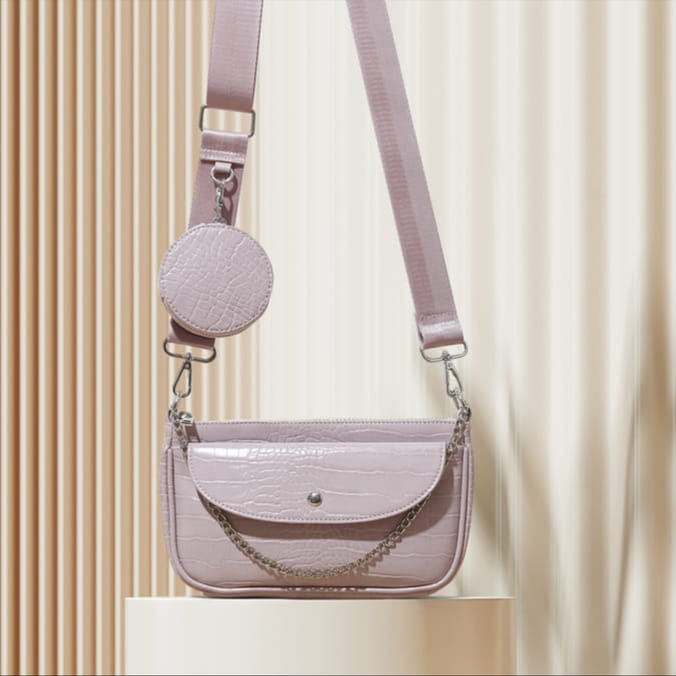 Jeff & Co by Jeff Banks Crocodile Bag with Coin Purse - Pink