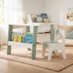 Liberty House Toys Kids Bookshelf Table And Chair - White & Forest Green