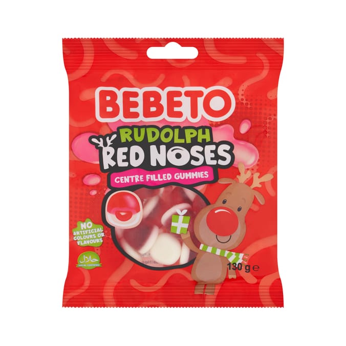 Bebeto Rudolph Red Noses Centre Filled Gummies 130g